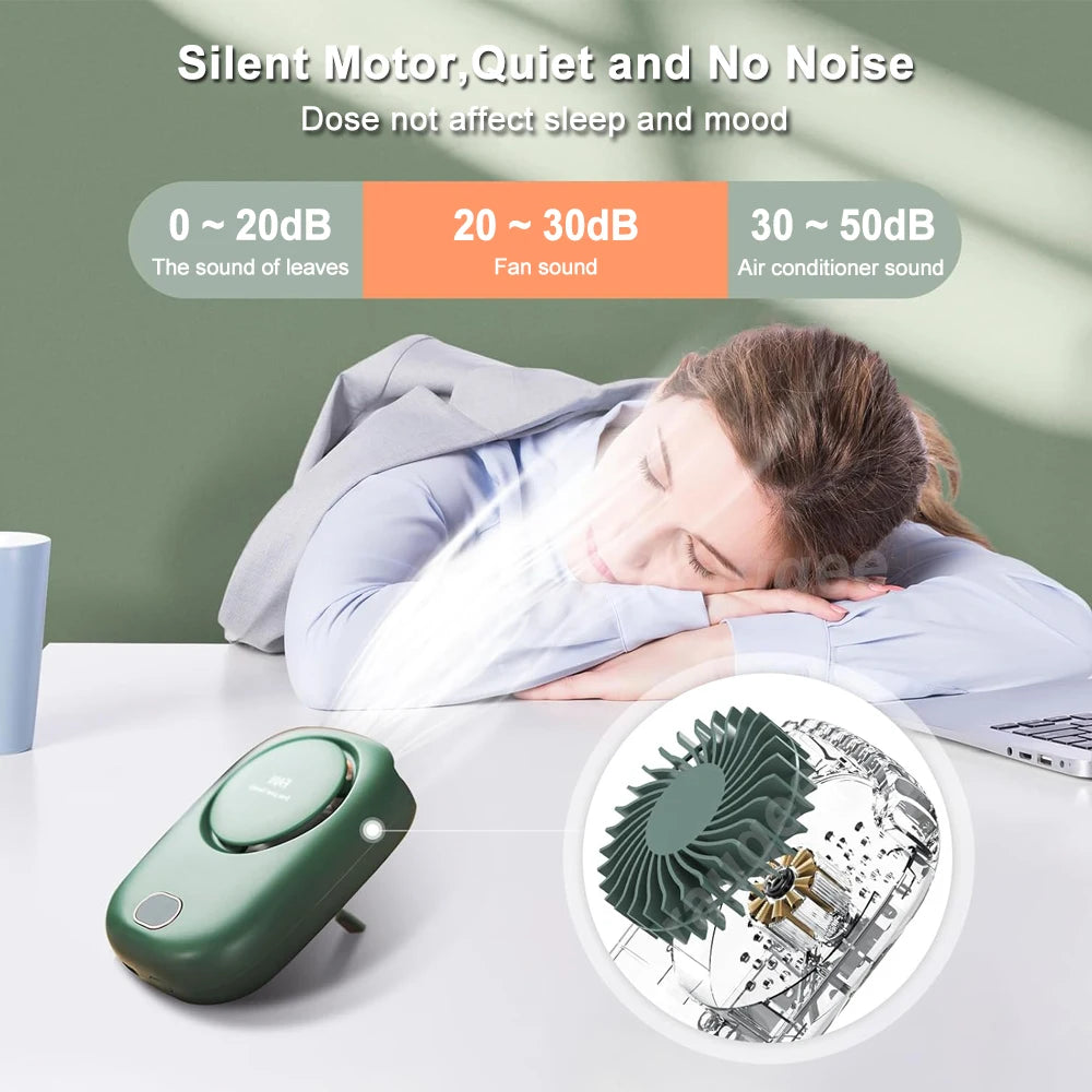 Mini Portable USB Rechargeable Waist Fan for Travel Clip-On Shirt Fan with Three Speed Settings Cooling Only