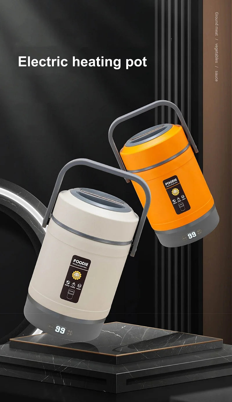 100-240V Electric Lunch Box 12V Car Rice Cooker Portable 304 Stainless Steel Double Layer Linner Thermal Insulation Lunch Box