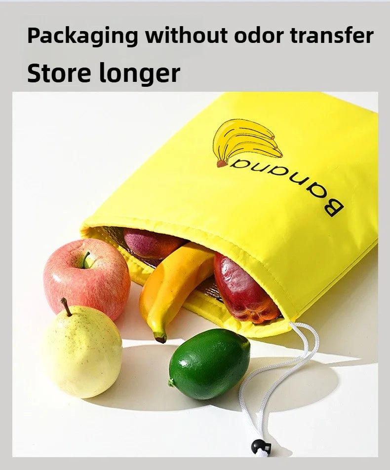 Insulated Fresh-Keeper Bag Reusable Drawstring Closure Storage Organizer for Bananas Lettuce & Vegetables Plant Fiber