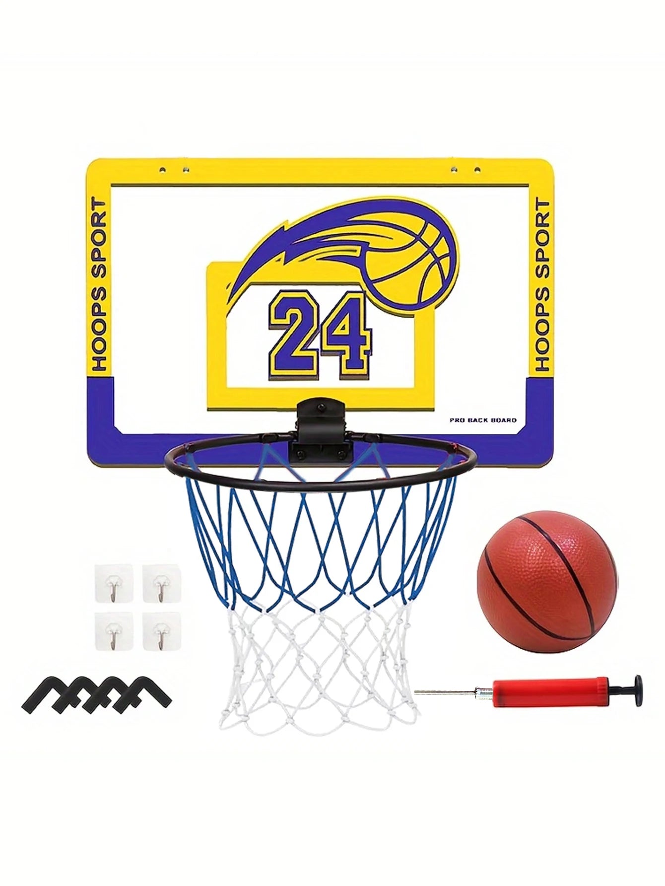 Children's Home Sports Basketball Set with Wall Bracket Non-Perforated Plastic Basketball Frame for Ages 3-12