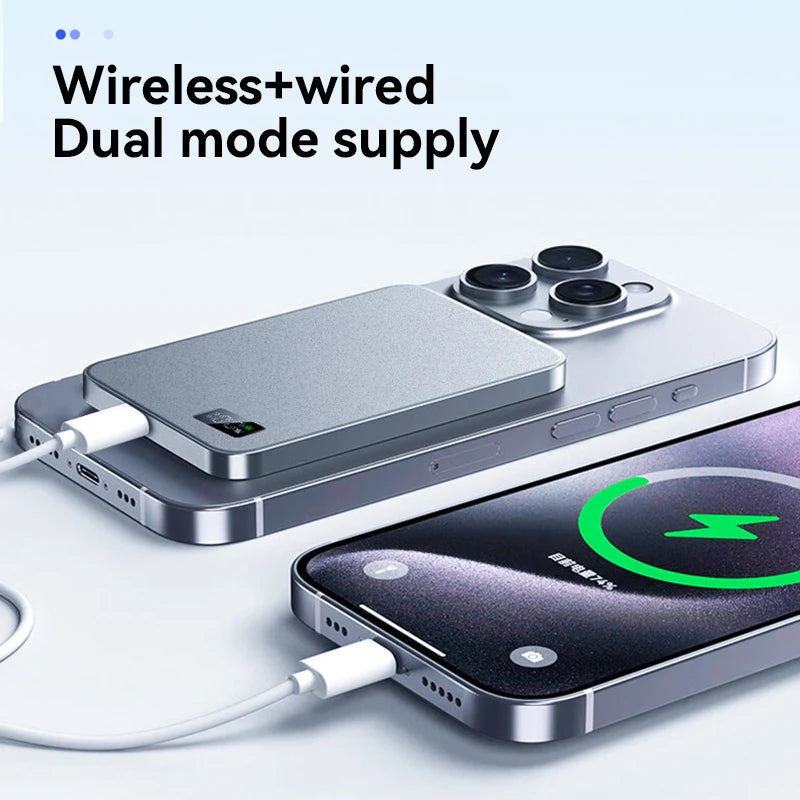 20W 10000mAh Thin Wireless Power Bank Magnetic Portable Fast Charging External Battery for Magsafe with LED Digital Display