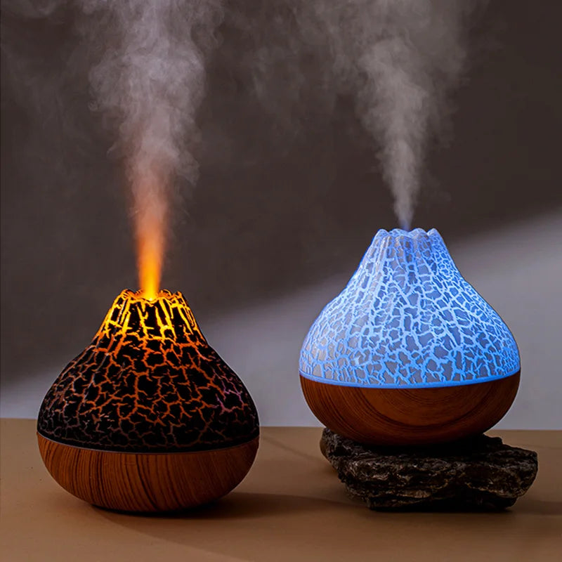 300ml Volcano USB Humidifier Desktop Air Mist Diffuser with 7-Color Night Light Ultrasonic Water Purifier Freshener with Quiet Operation