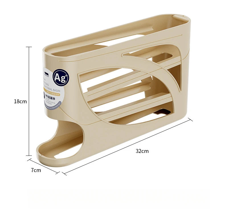 4Tiers Automatic Egg Roller Storage Holder Plastic Space Saving Egg Dispenser for Kitchen Organization