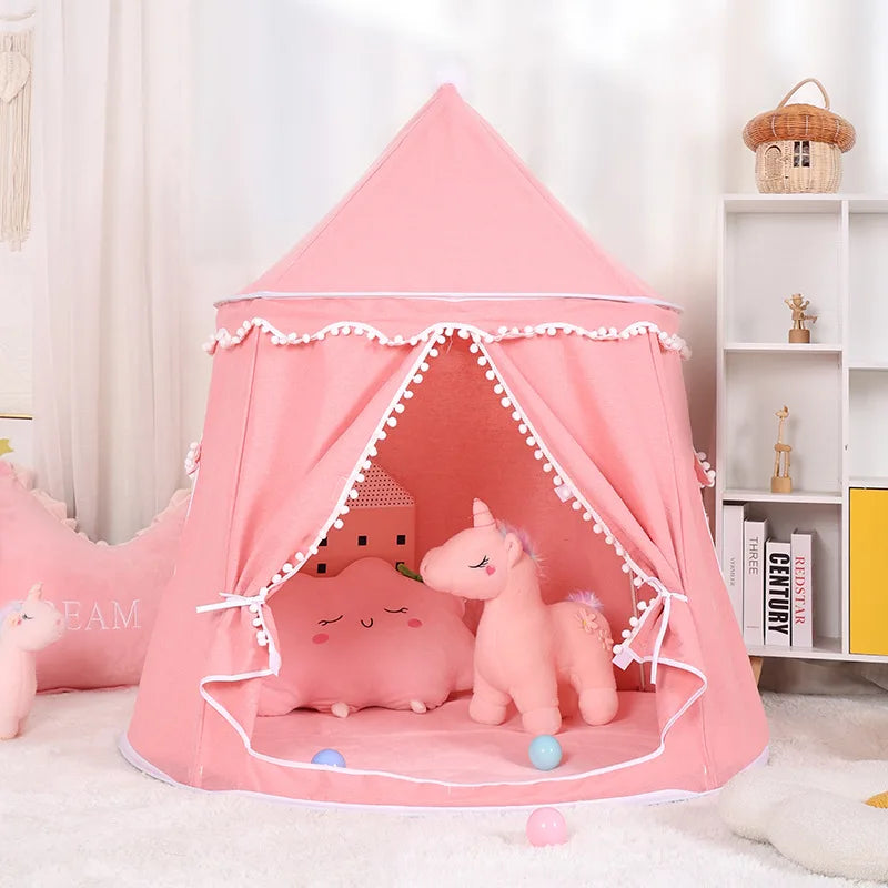 Portable Princess Castle Game House Teepee Tent for Children Outdoor Indoor Fun Toy Soft Cloth Mongolian Birthday Gift for Kids 0-12Y