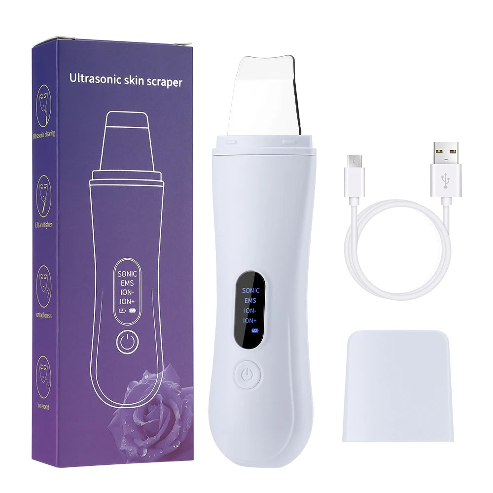 Ultrasonic Skin Scrubber Skin Spatula Ion Deep Face Cleaning