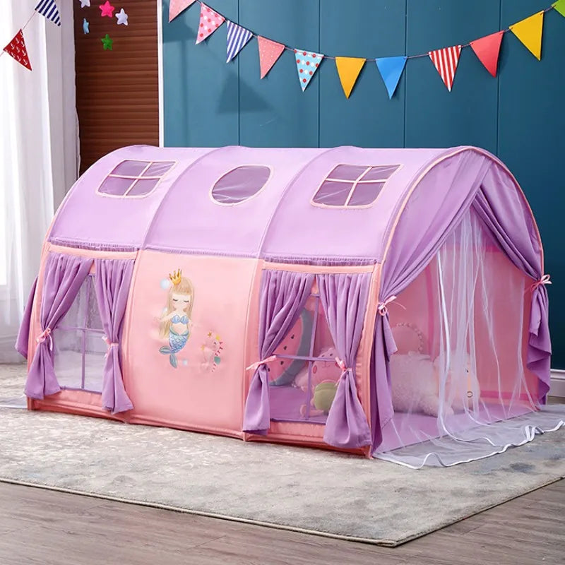 Large Kids Play House Tent With Window Portable Children Bed Tent For Boys Girls Indoor Play Game House Castle