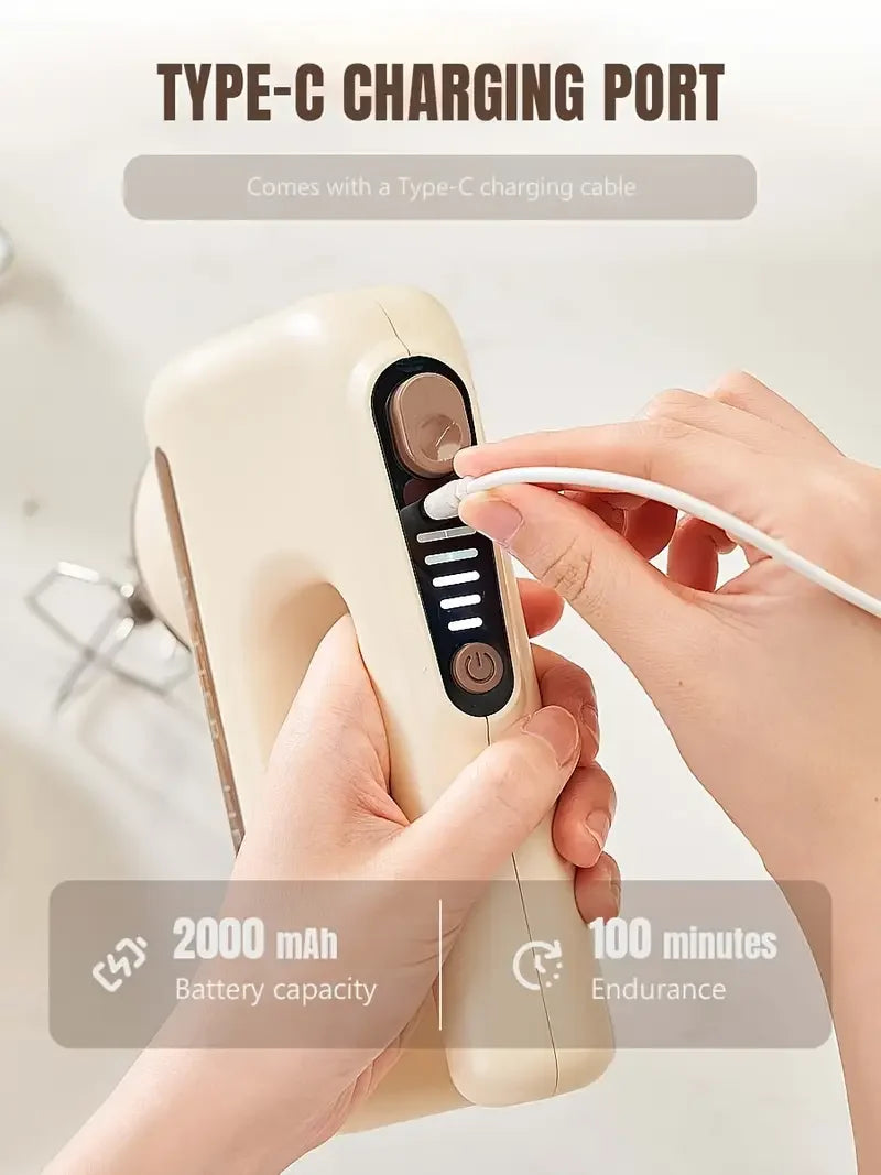MI Cordless Electric Hand Mixer 5 Speed With Two Detachable Whisks For Kitchen Baking