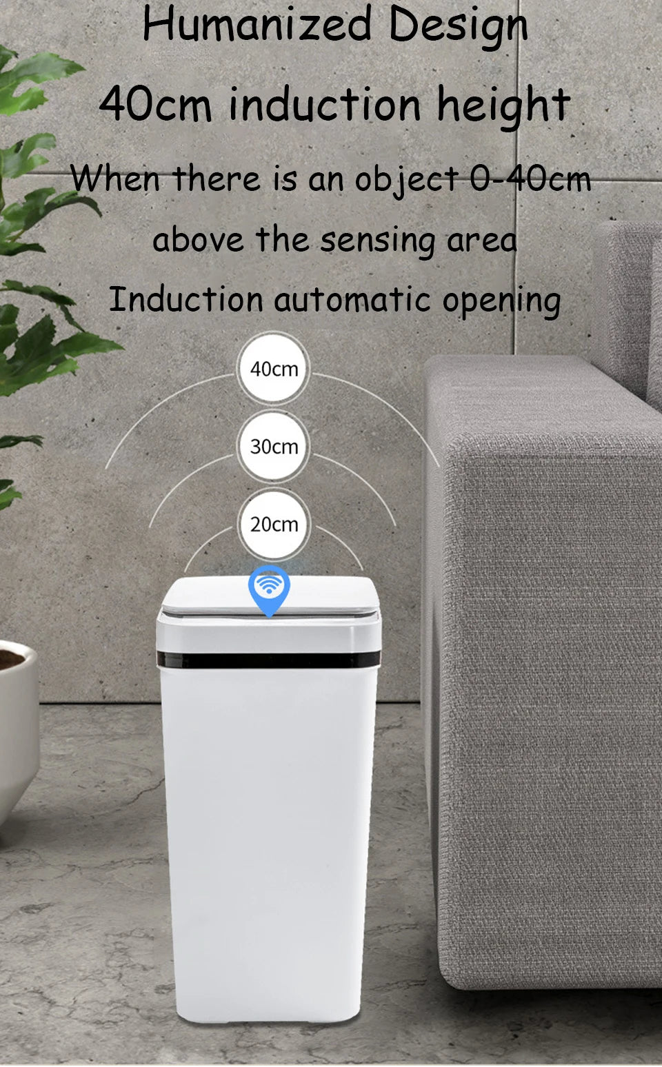 Bathroom Touchless Trash,12L Motion Sensor