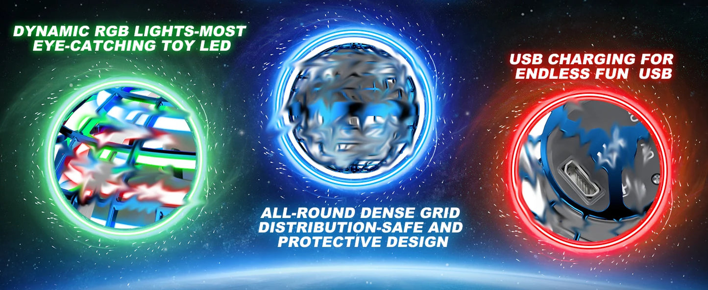 AI Flying Orb Ball Galaxy Cosmic Globe Hand Drone Boomerang Fidget Spinning Toy 9.5cm Diameter Plastic Juggling Ball for Ages 14+