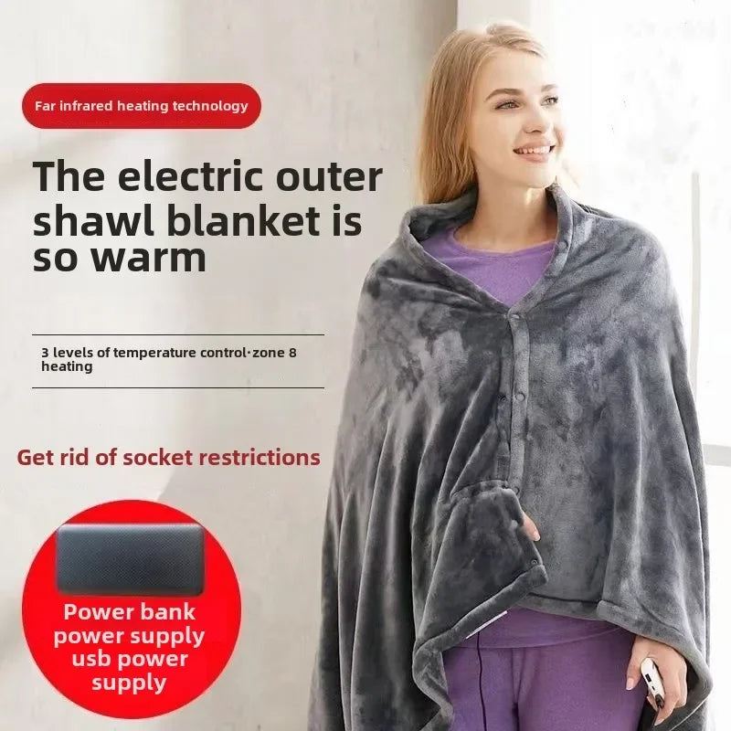 Mink Velvet Electric Blanket USB Heated Shawl Multifunctional Timer Wearable Warmth  Comfortable Home Heating