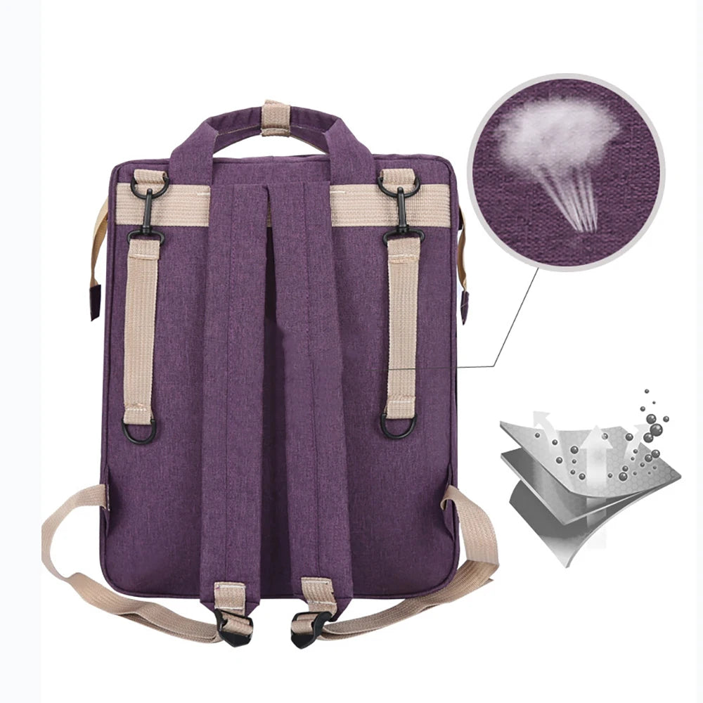 Foldable bed diaper bag with changing station insulated pocket and large capacity Multifunctional Double shoulder mommy bag