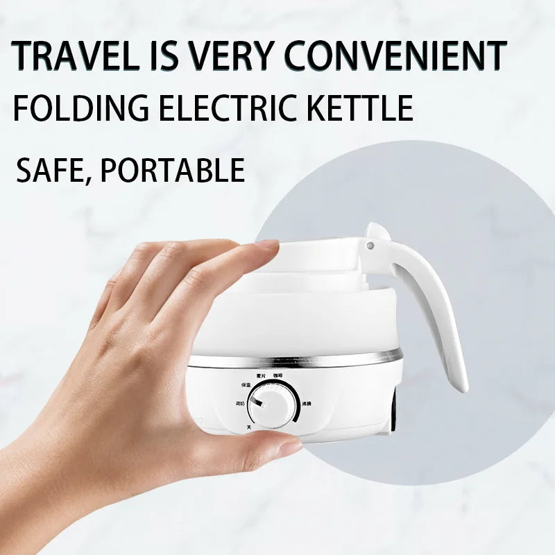 Mini Portable Fold Electric Kettle Thermostat Silicone Stainless Steel