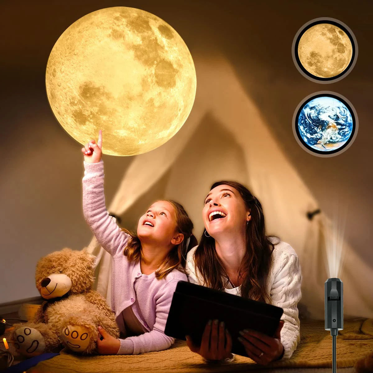 Moon Earth Projection Atmosphere Light