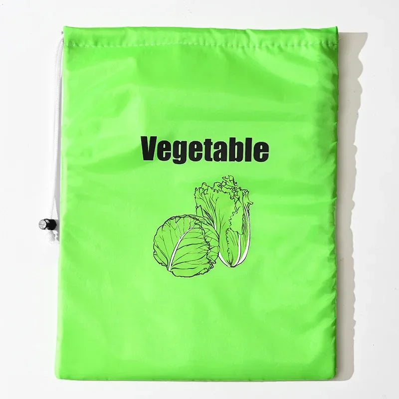 Insulated Fresh-Keeper Bag Reusable Drawstring Closure Storage Organizer for Bananas Lettuce & Vegetables Plant Fiber