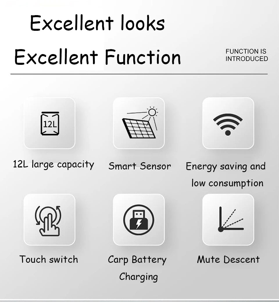 Bathroom Touchless Trash,12L Motion Sensor