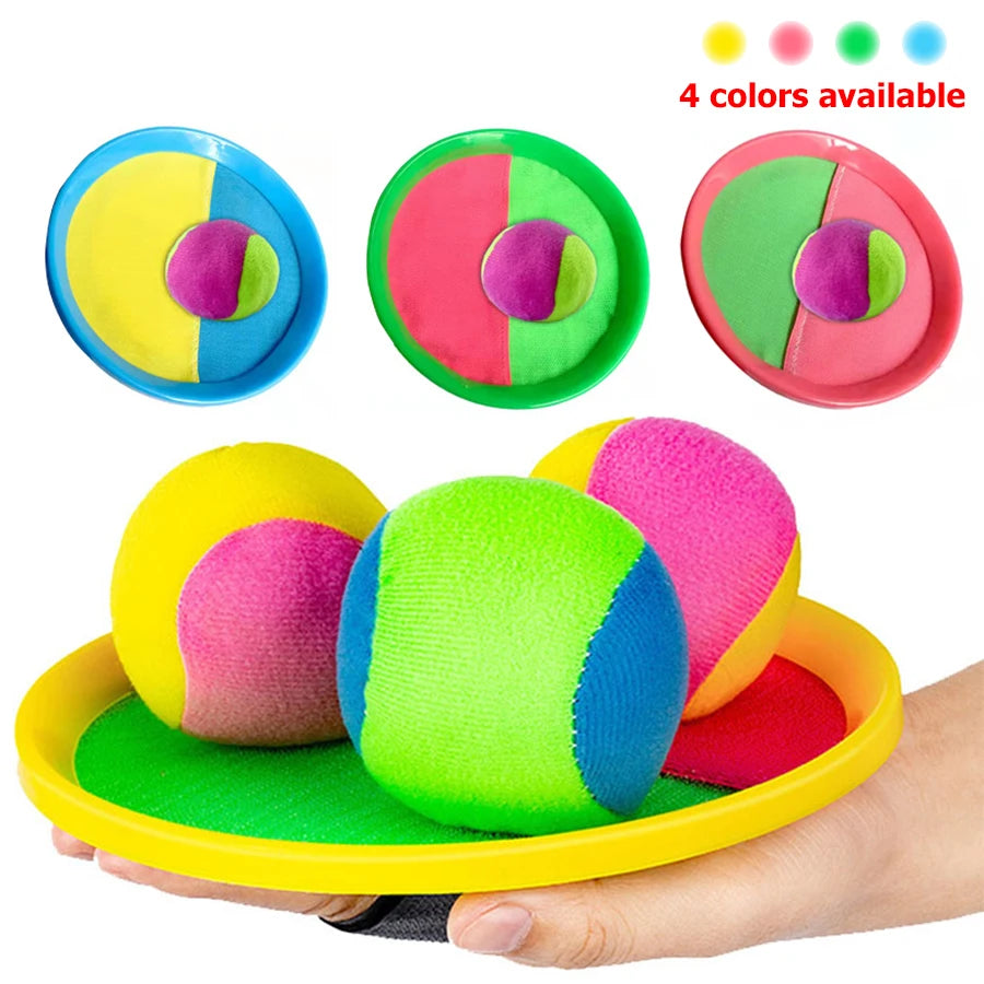 1Set Kids Sucker Sticky Ball Toy 2 Sizes Available Outdoor Sports Catch Ball Game Set Throw and Catch Parent-Child Outdoor Toys