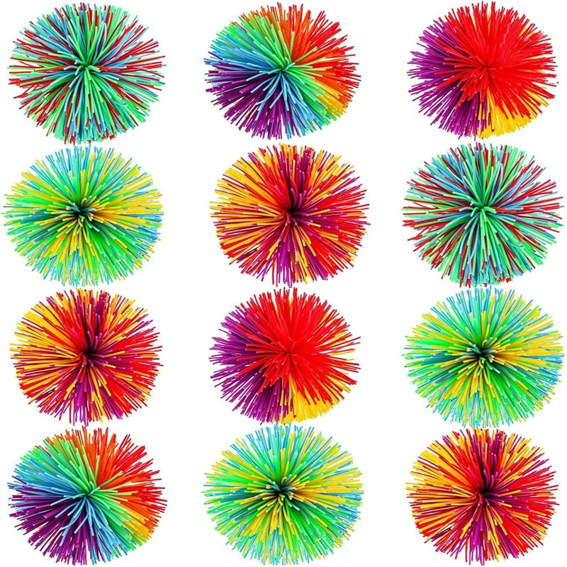 4-Piece Stress Relieving Sensory Toy Set with Random Colors. Bouncy Ball Is Perfect for Children and Adults