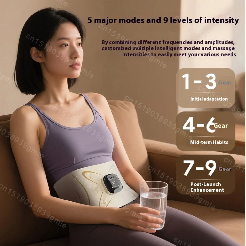 EMS Microcurrent Heating Massager Belt Pulse Body Sculptor Waist Relaxation Device with Warmth for Home Use