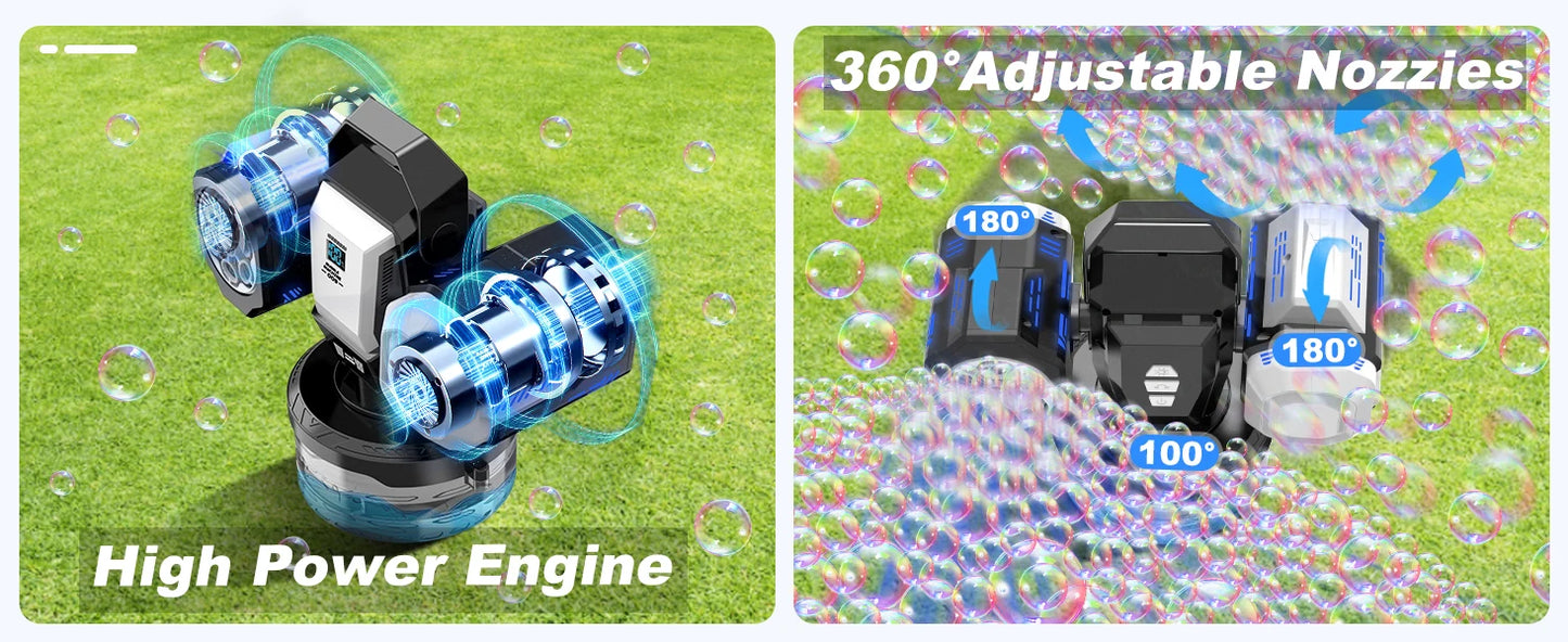 2026 RGB Bubble Machine with Remote Control 1800mAh Rechargeable Type-C for Kids Unisex No Bubble Solution Included