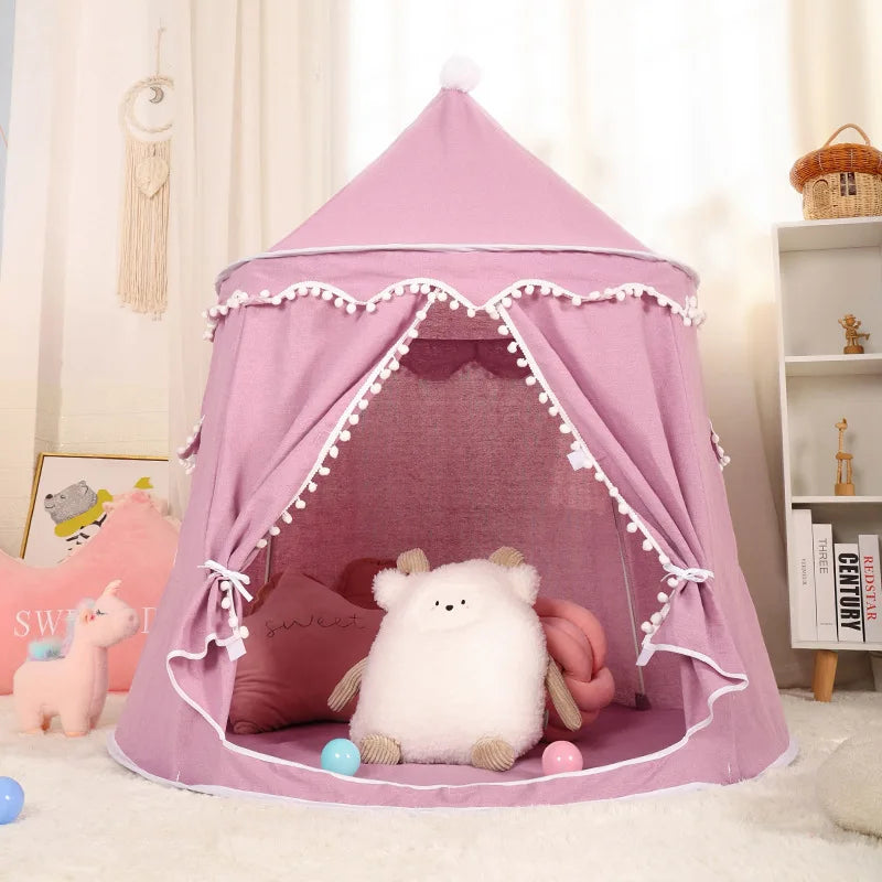 Portable Princess Castle Game House Teepee Tent for Children Outdoor Indoor Fun Toy Soft Cloth Mongolian Birthday Gift for Kids 0-12Y