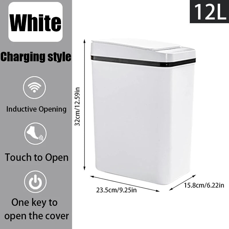 Bathroom Touchless Trash,12L Motion Sensor