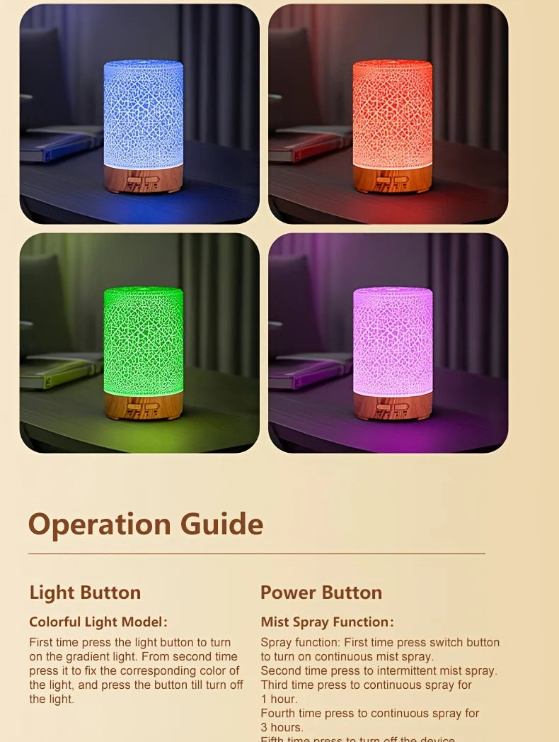 150ml Crack Design Essential Oil Diffuser with 7 Color LED USB Ultrasonic Air Humidifier for Living Room Office