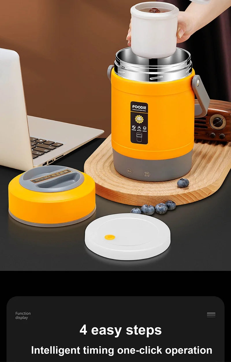 100-240V Electric Lunch Box 12V Car Rice Cooker Portable 304 Stainless Steel Double Layer Linner Thermal Insulation Lunch Box