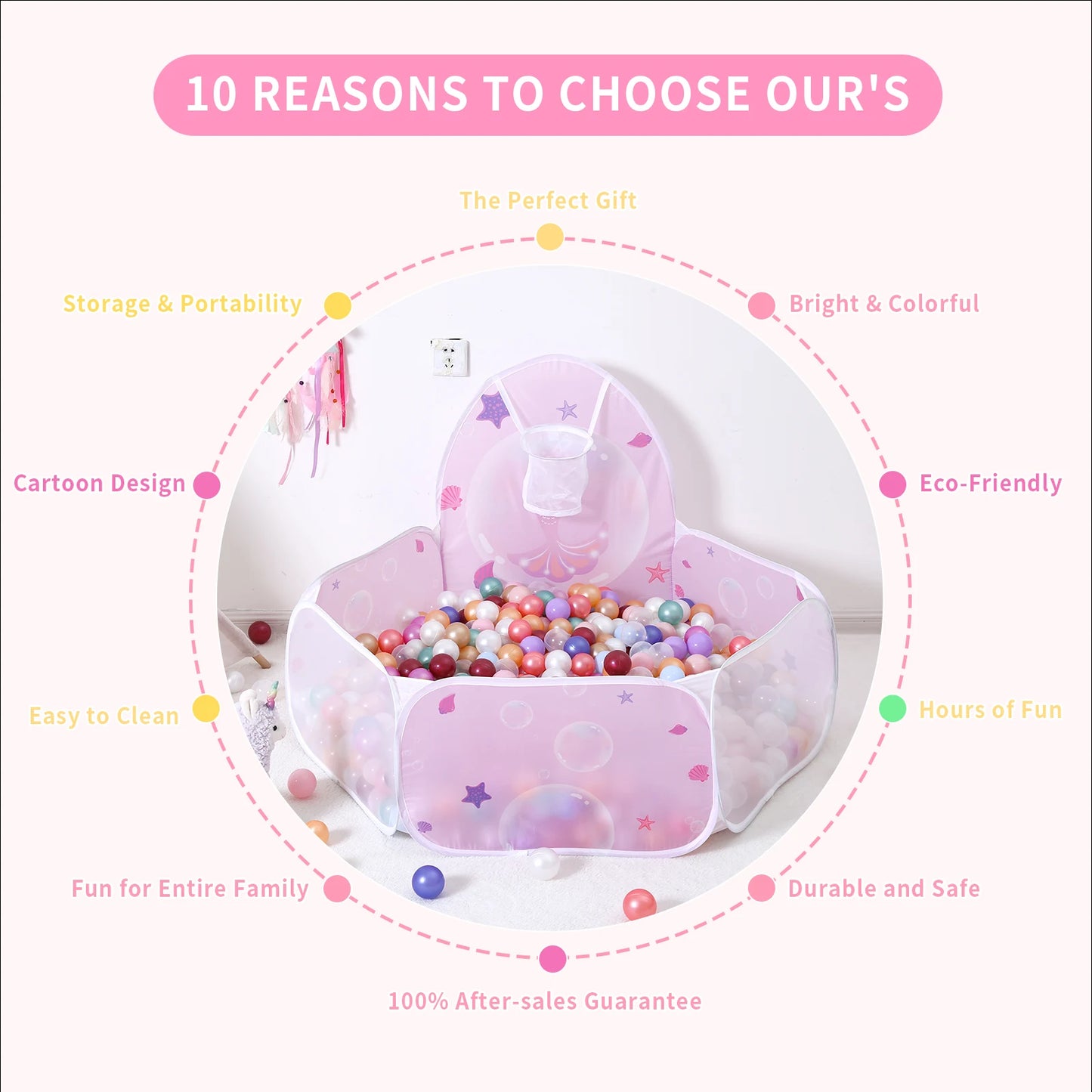 1 pc Ball Pit for Kids Pop Up Ball Pits Children Play Tent with Basketball Hoop and Zipper Storage Bag