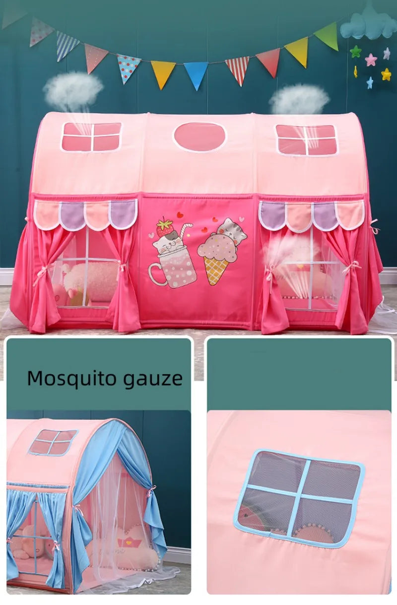 Large Kids Play House Tent With Window Portable Children Bed Tent For Boys Girls Indoor Play Game House Castle