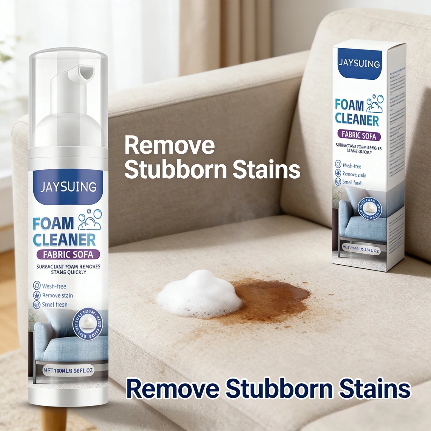 Sofa Foam Cleaner for Stain Removal & Odor Elimination - Efficient Non-Damaging Fabric Cleaner to Maintain Sofa Softness