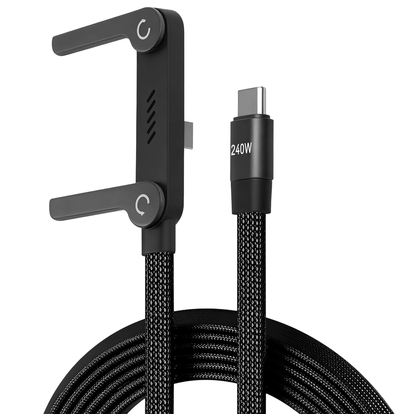 Phone Charger 2 in 1 Invisibles Holder Charger Cable 240w Fast Charging Cord with Built-in Phone Stand