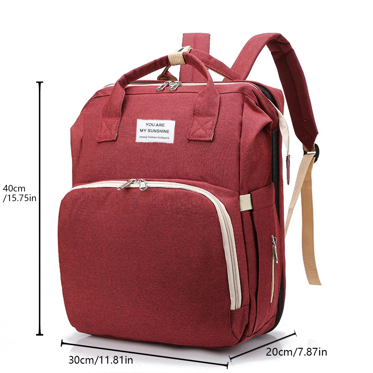 Foldable bed diaper bag with changing station insulated pocket and large capacity Multifunctional Double shoulder mommy bag