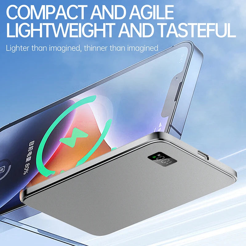 20W 10000mAh Thin Wireless Power Bank Magnetic Portable Fast Charging External Battery for Magsafe with LED Digital Display