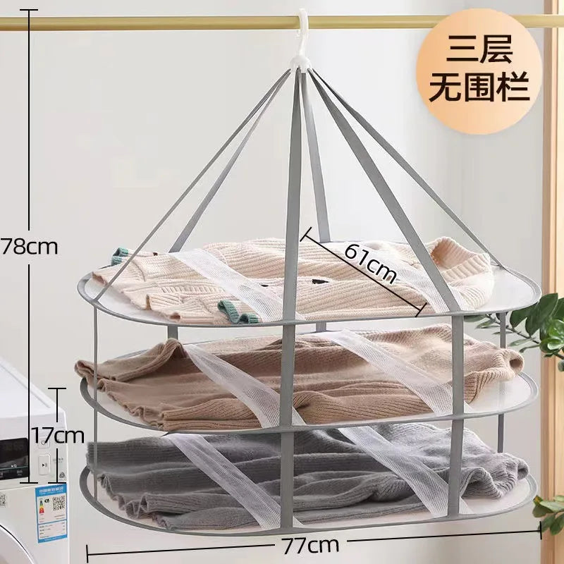 Foldable 1/2/3 Layer Mesh Clothes Drying Net Rack Grey Lay Flat Dry Hanger for Indoor Outdoor Use Delicates Towels Socks Swimsuit