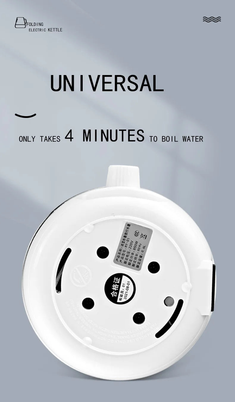 Mini Portable Fold Electric Kettle Thermostat Silicone Stainless Steel
