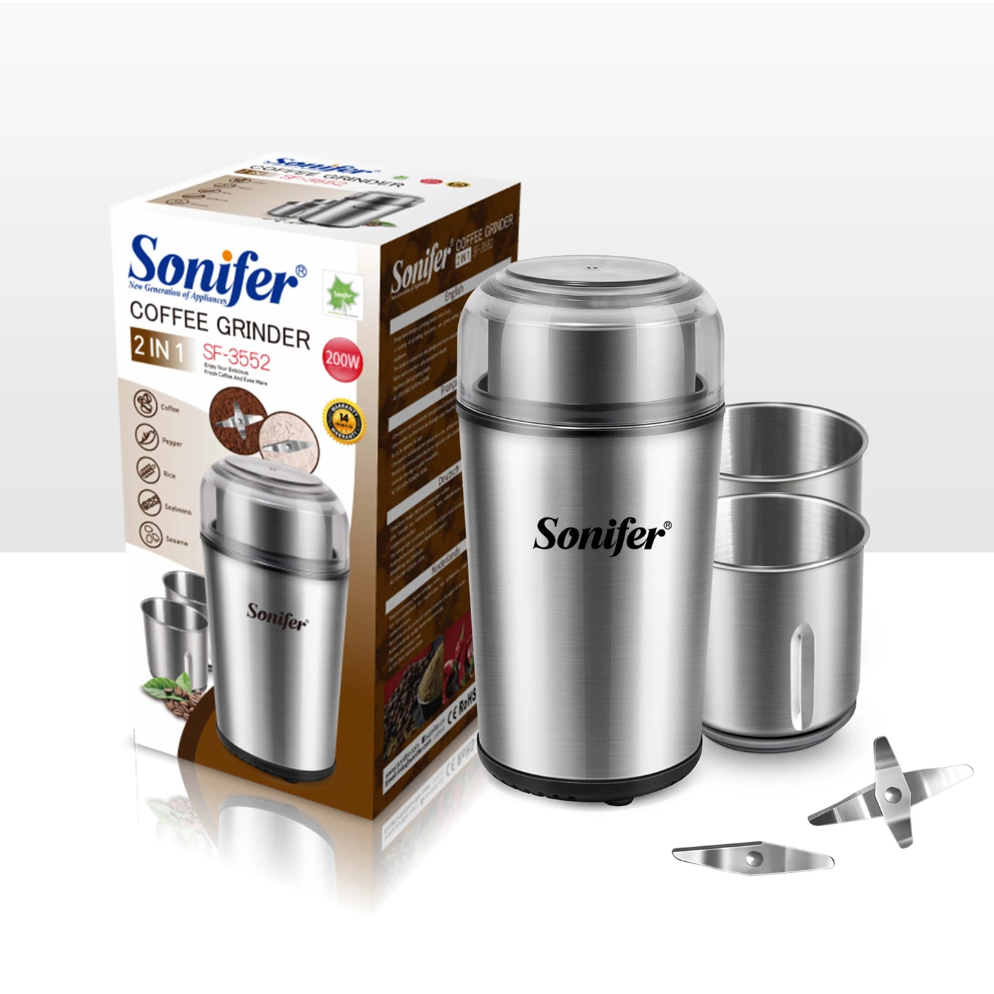 Detachable Electric Coffee Grinder Dry&Wet 2 In 1 Grass Nuts Herbs Grains Pepper Spice Flour Mill Coffee Beans
