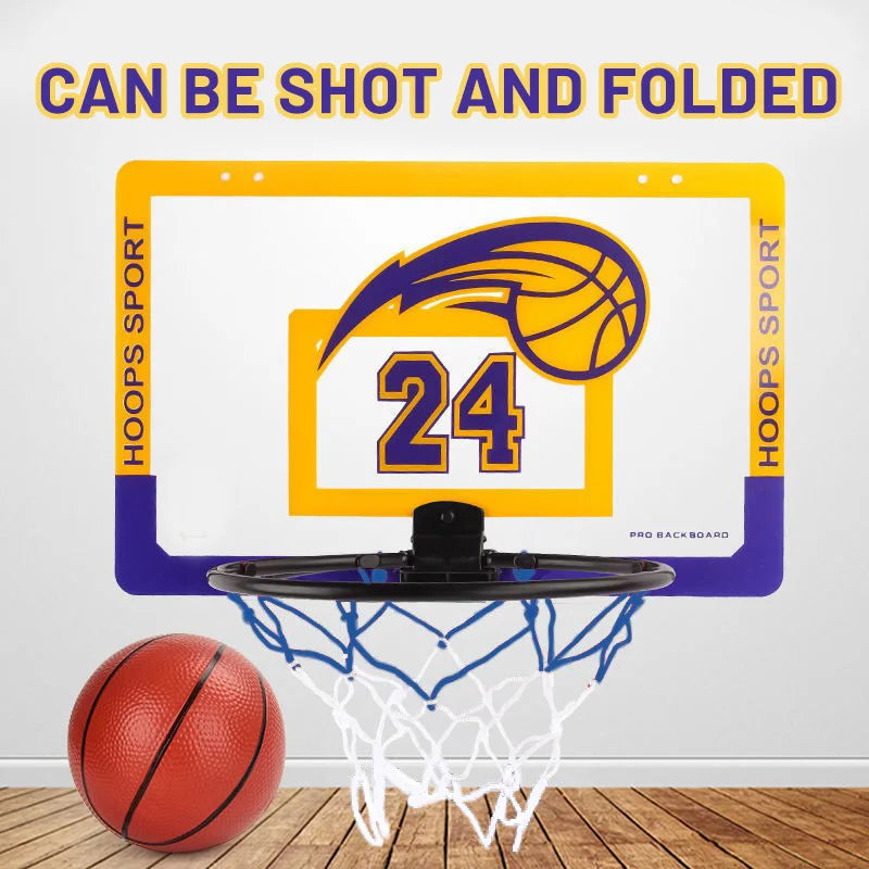 Children's Home Sports Basketball Set with Wall Bracket Non-Perforated Plastic Basketball Frame for Ages 3-12