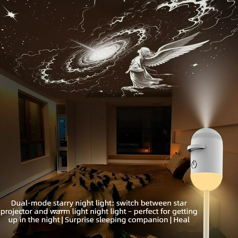 2-in-1 Mini Galaxy Star Projector Night Light – Starry Sky Ambient Lamp for Bedroom