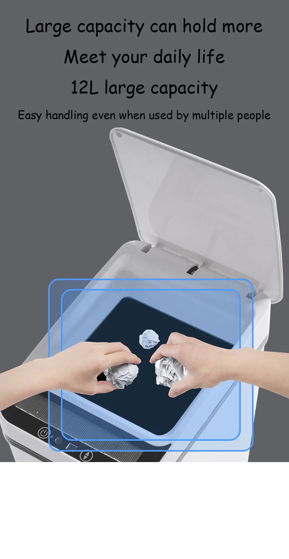 Bathroom Touchless Trash,12L Motion Sensor