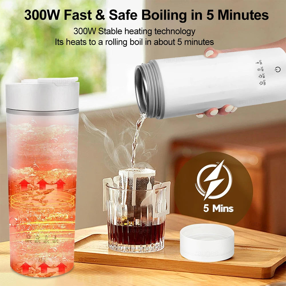 Portable Mini Electric Kettle Tea Coffee Pot Anti-Scald Water Thermal Cup