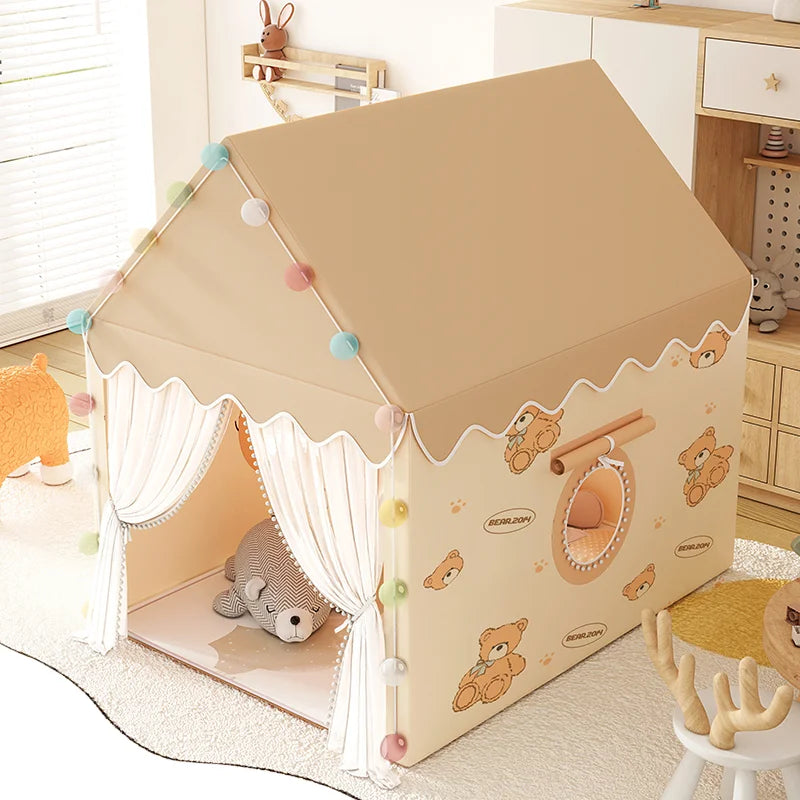Princess Castle Play Tent for Kids Folding Indoor Play House Cubby Small Baby Tent with Solid Frame No Light Ball