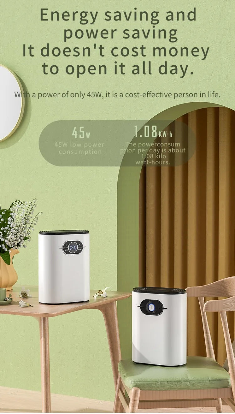 1200ML Household Dehumidifier Electronic Air Drying Machine Moisture-Proof for 21-30㎡ Area 100-240V with Low Noise ≤50dB