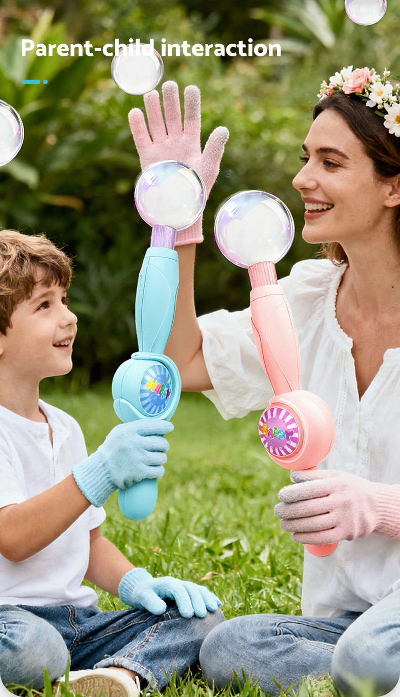 Smoke Bubble Machine Elastic Bubble Wand Interactive Party Colorful Lighting Bubbles