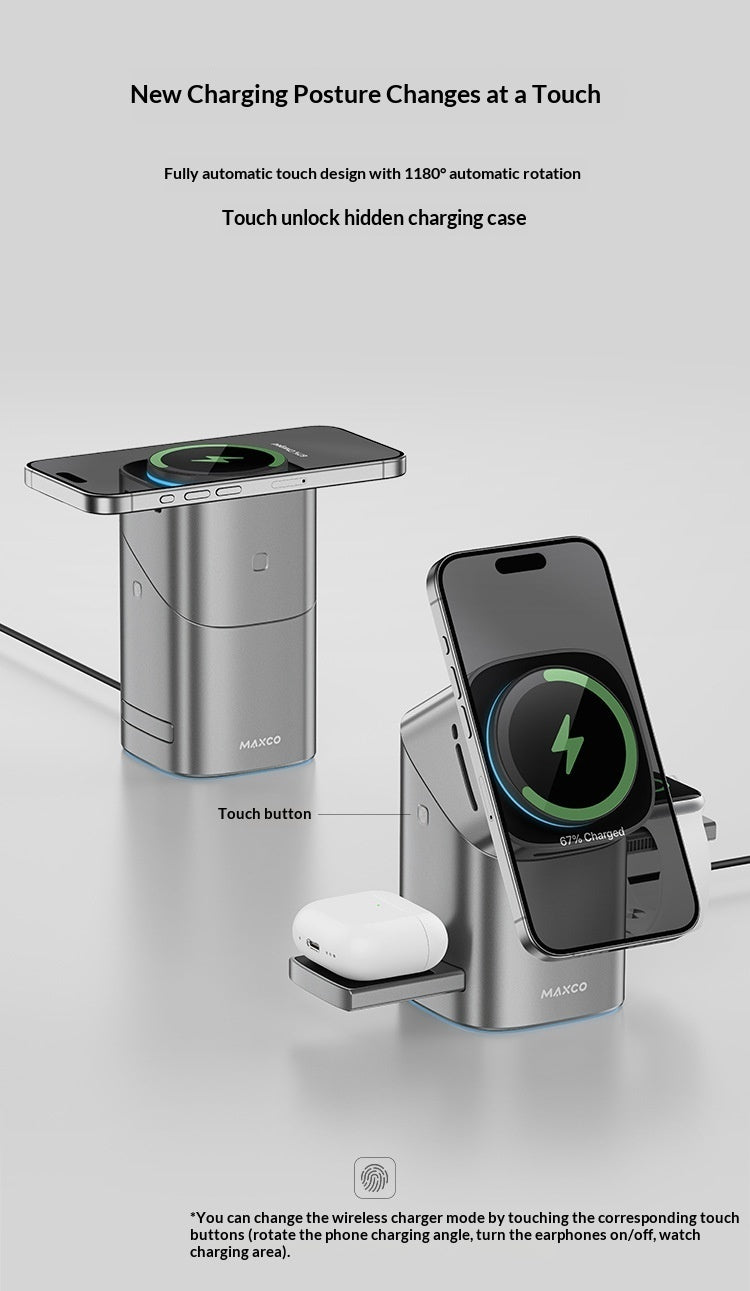 Three-in-one Magnetic Wireless Charger Phone Fast Charge Bracket
