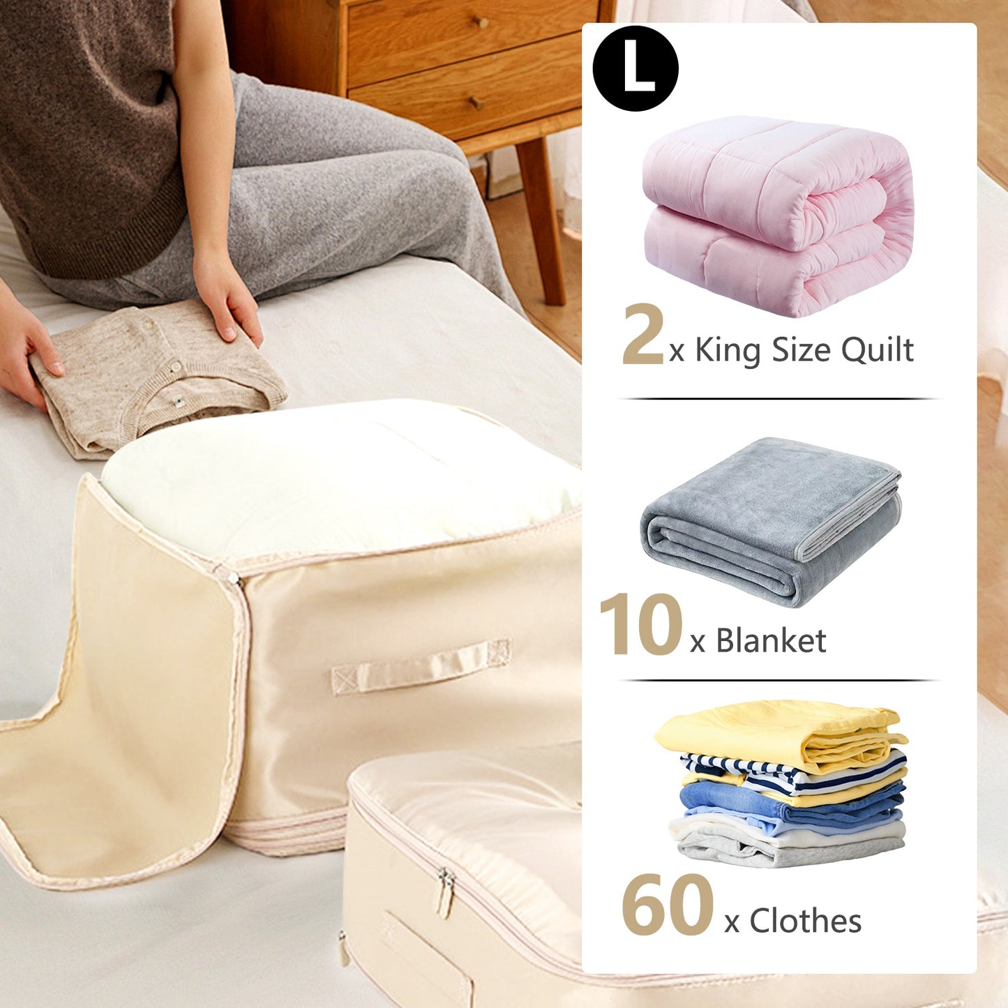 1Pc Foldable Storage Bag For Comforter Quilt Blanket Clothes Season Changing Organization Pillows Beddings With Dual Zippers